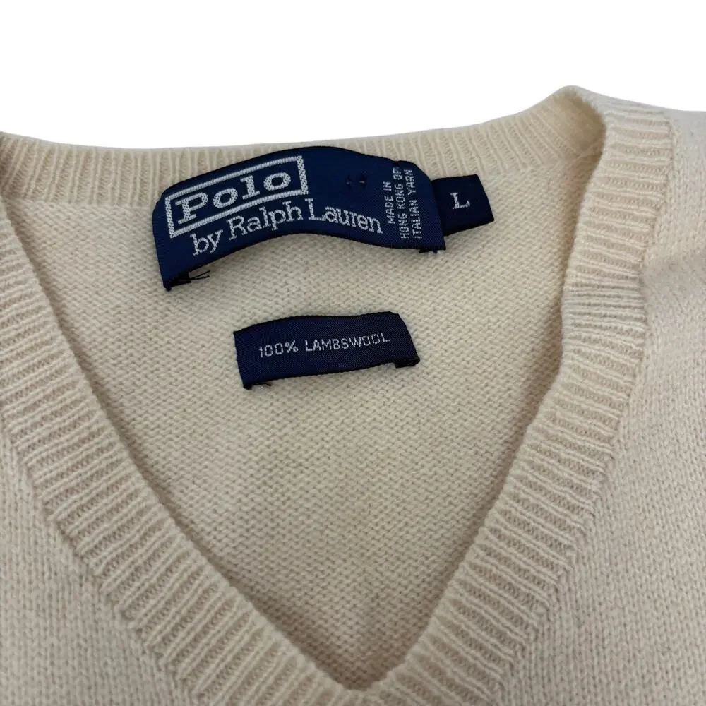 Polo Ralph Lauren Mens Large Beige 100% Lambswool Vest
